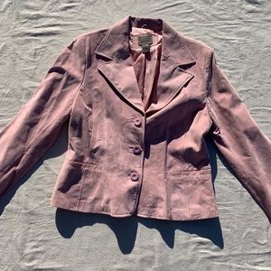 vintage baby pink leather suede blazer